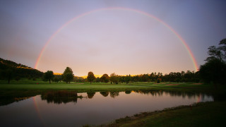Rainbow lake park sunset precisionism - a rainbow free wallpaper for desktop