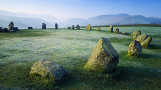 Field rocks mountains foggy sky - andrew geddes free wallpaper for desktop