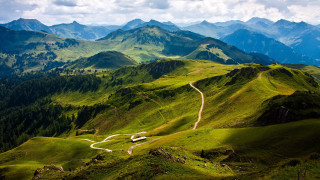 Winding road green mountains clouds 2 - road free wallpaper for desktop