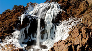 Mountain waterfall ice ecological art - waterfall free wallpaper for desktop