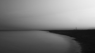 Black white water lighthouse foggy - chris friel free wallpaper