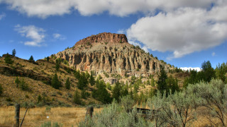 Mountain trees sky clouds bridge - ada hill walker free wallpaper