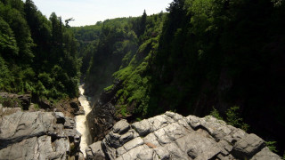 Hudson river bridge forest waterfall - a bridge in the distance free wallpaper for desktop