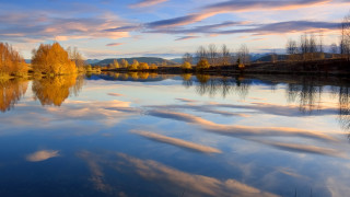 Lake trees clouds autumn landscape - the background and a sky free wallpaper for desktop