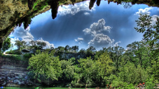 River cave swimming clouds landscape - a sky free wallpaper