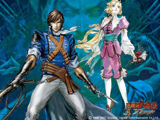 Anime couple characters blue background - a giant monster free wallpaper