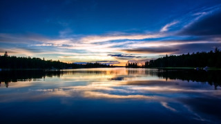 Sunset lake trees clouds reflection 2 - lake free wallpaper for desktop