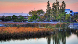 River bridge cityscape nature sunset - hdr free wallpaper