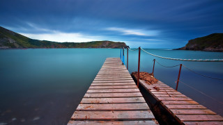 Dock mountain water night sky - derold page free wallpaper for desktop