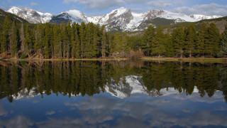 Mountain range reflection lake forest 12 - white cloud free wallpaper for desktop