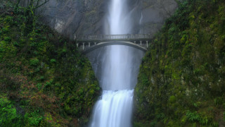 Bridge waterfall forest scenery nature - a waterfall below free wallpaper