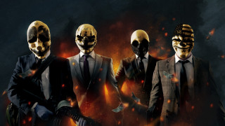 Three men suits masks burning - three man free wallpaper for desktop