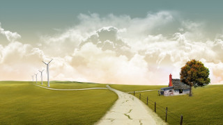 House hill wind farm path - a house free wallpaper