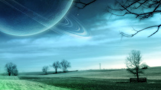 Planet sky forests bench moon - a. hardy free wallpaper