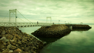 Bridge over water rocks matte - a few rock free wallpaper