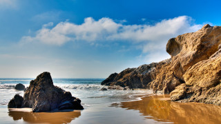 Rocky beach water rock formation - beach free wallpaper