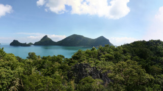 Tropical island lagoon mountains panorama - tropical free wallpaper