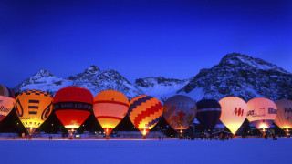 Hot air balloons snow mountains - hot air balloon free wallpaper