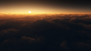 Sunset plane clouds dusk horizon - volumetric lighting free wallpaper