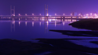 Night cityscape bridge water lights - cao buxing free wallpaper for desktop
