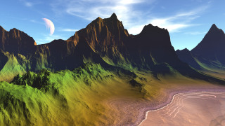 Mountain range moon river forest - image of a mountain range free wallpaper