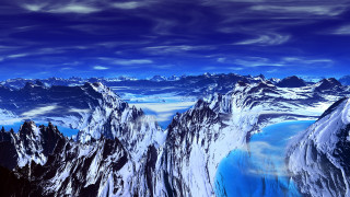 Mountain lake blue sky clouds 3 - metaphysical painting free wallpaper