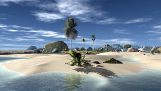 Tropical island palm trees rocks 2 - global illumination free wallpaper