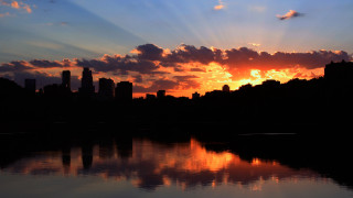 Sunset city lake clouds autumn - arlington nelson lindenmuth free wallpaper