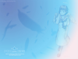 Girl blue dress water fish - her hand and a fish free wallpaper