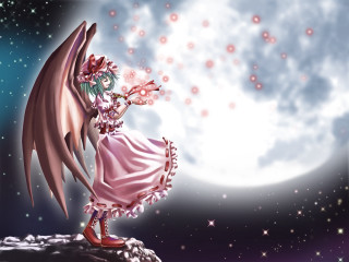 Fairy pink dress wings moon - a fairy free wallpaper