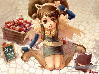 Cartoon girl apples basket fantasy - apple free wallpaper