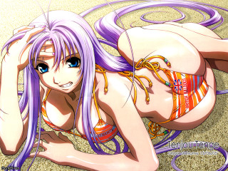 Purple hair bikini woman eizan - a cartoon picture of a woman free wallpaper