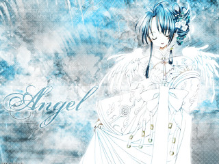 Blue haired angel girl white - a white angel free wallpaper