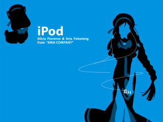 Woman cat blue background ipod - the right side of the image free wallpaper