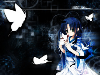 Anime girl blue hair white 3 - above her free wallpaper