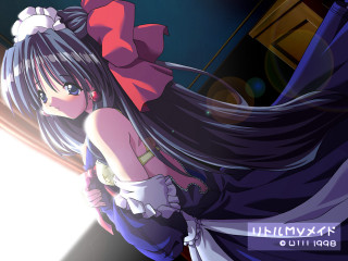 Long haired girl bow window - long hair and a bow free wallpaper
