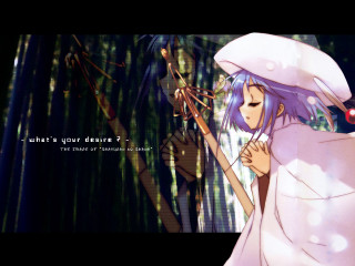 Anime girl bamboo hat sword - a anime scene free wallpaper