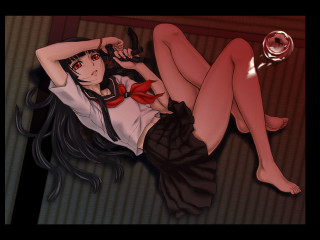 Woman wine laying anime yandere - a glass of wine free wallpaper
