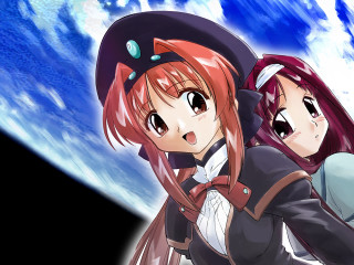 Anime girls blue sky planet - a hat free wallpaper