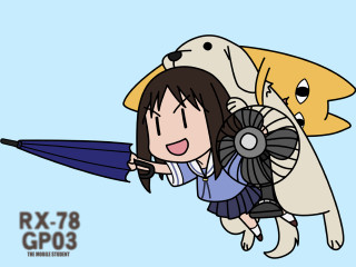 Cartoon girl dog umbrella kyoani - a cartoon girl holding free wallpaper