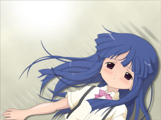 Blue hair girl bow tie - flat free wallpaper for desktop