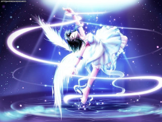 Woman dancing water light hologram - a light shining free wallpaper