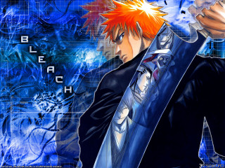 Man sword blue background anime - hair free wallpaper