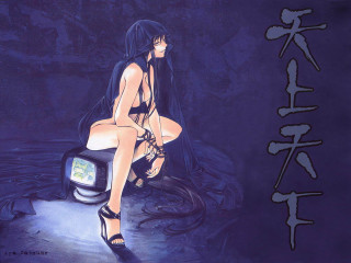 Woman black dress tv cyberpunk - the screen free wallpaper