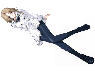 Flying woman school uniform pleated - black pants free wallpaper