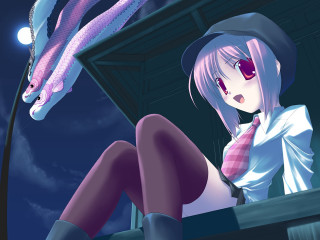 Woman hat tie snake moon - a snake free wallpaper