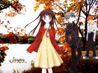 Autumn anime park fall leaves - a park free wallpaper