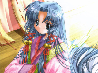 Anime girl blue hair pink - dress free wallpaper