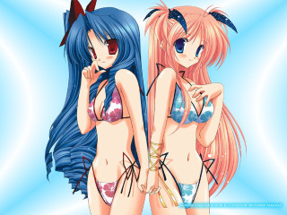 Anime girls long hair bikini - a bikini free wallpaper
