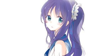 Girl long purple hair flower - her hair free wallpaper